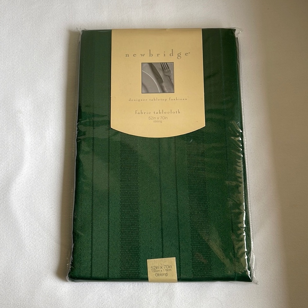 COPY - Newbridge 52” x 70” Derley Stripe Hunter Fabric Table Cloth Oblong.